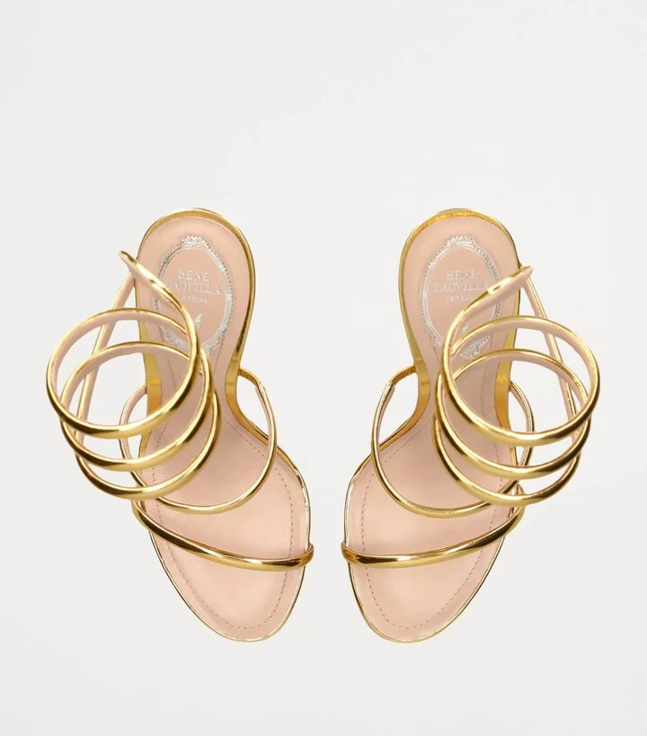 René Caovilla Mirrored Leather Minimal Cleo Sandals 105 - Image 6