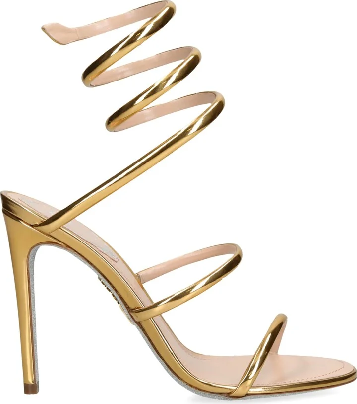 René Caovilla Mirrored Leather Minimal Cleo Sandals 105