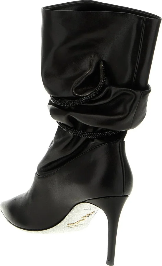 René Caovilla Rhinestone Nappa Ankle Boots - Image 2