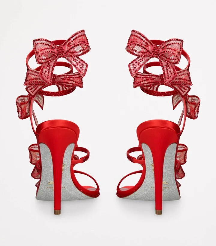 René Caovilla Satin Bow-Embellished Sandals 105 - Image 2