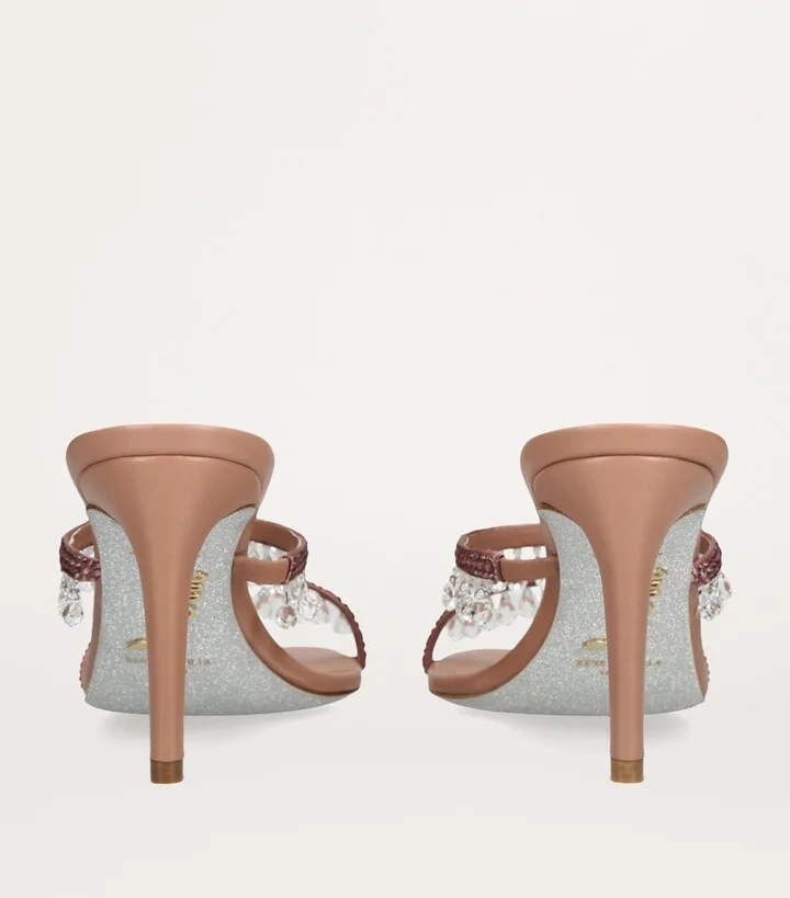René Caovilla Satin Chandelier Heeled Mules 80 - Image 2