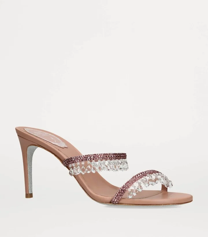 René Caovilla Satin Chandelier Heeled Mules 80 - Image 3