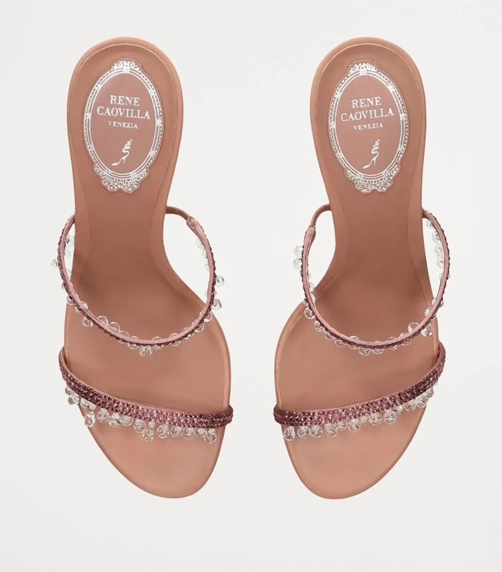 René Caovilla Satin Chandelier Heeled Mules 80 - Image 5