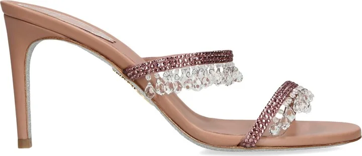 René Caovilla Satin Chandelier Heeled Mules 80