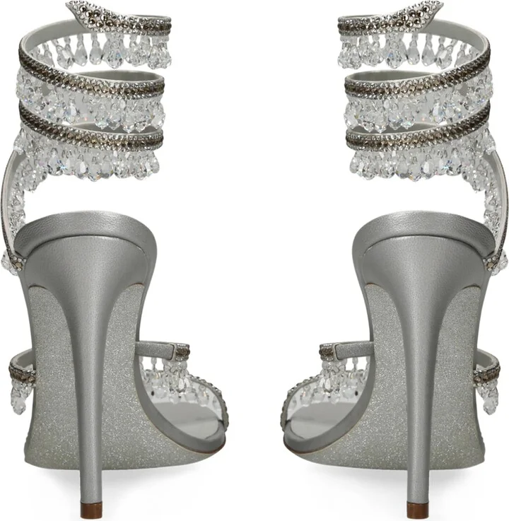 René Caovilla Satin Chandelier Heeled Sandals 105 - Image 2