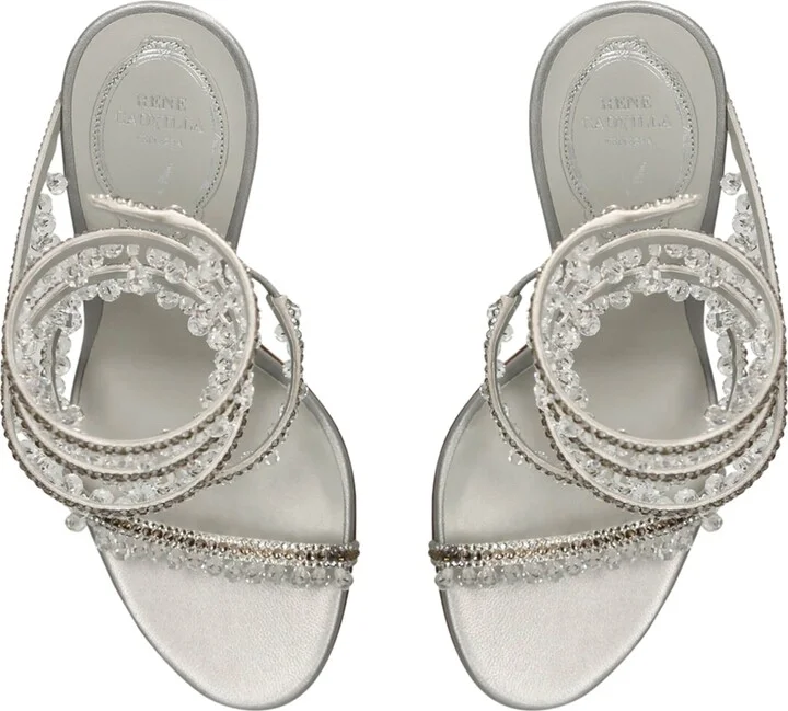René Caovilla Satin Chandelier Heeled Sandals 105 - Image 4