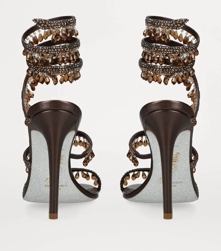 René Caovilla Satin Chandelier Heeled Sandals 105 - Image 2
