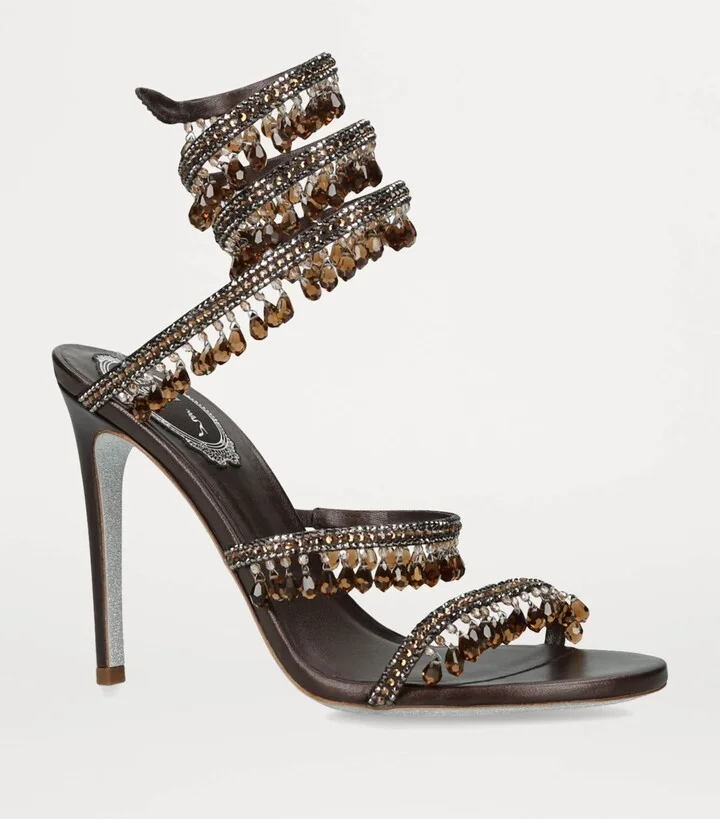 René Caovilla Satin Chandelier Heeled Sandals 105 - Image 3