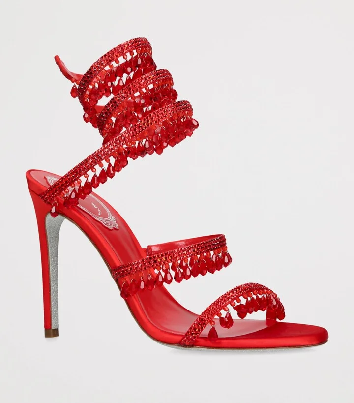 René Caovilla Satin Chandelier Heeled Sandals 105 - Image 3
