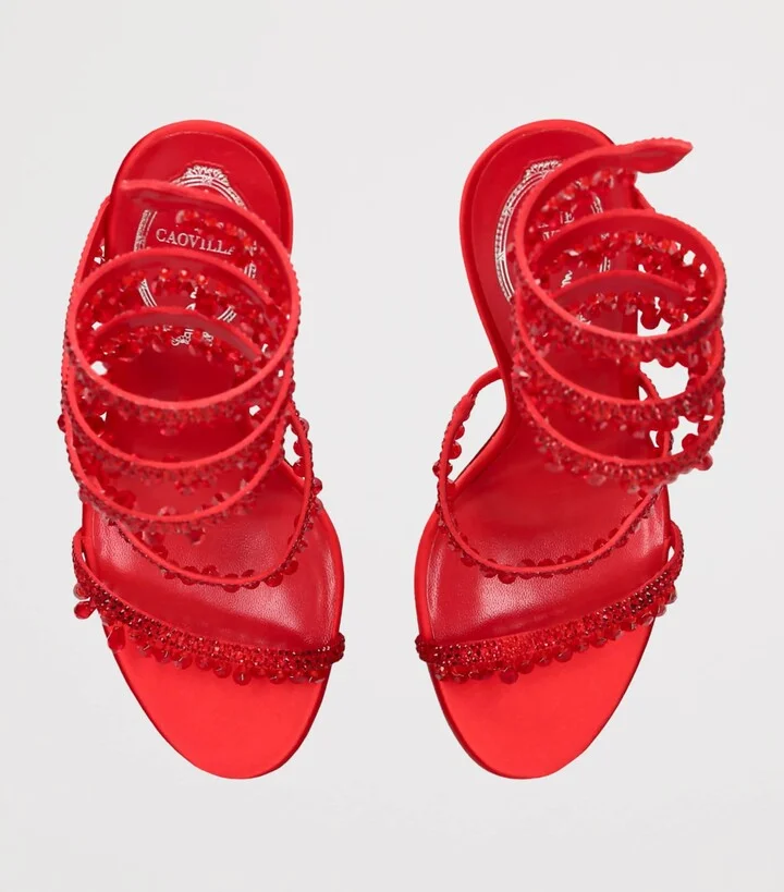 René Caovilla Satin Chandelier Heeled Sandals 105 - Image 4