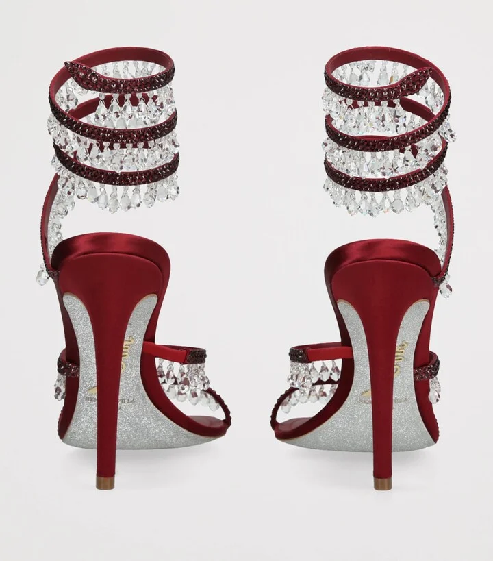René Caovilla Satin Chandelier Heeled Sandals 105 - Image 2
