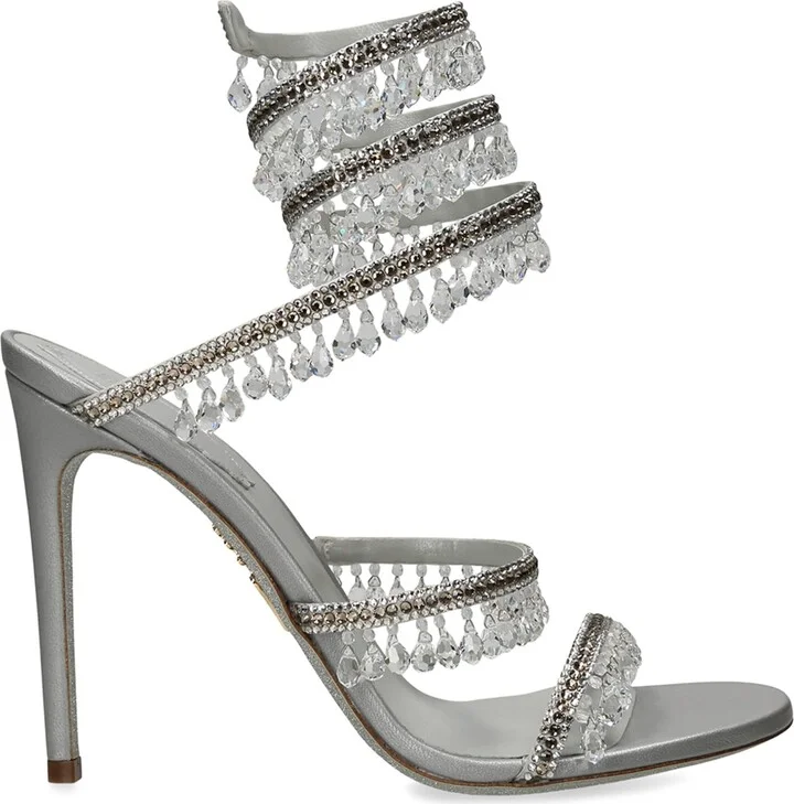 René Caovilla Satin Chandelier Heeled Sandals 105