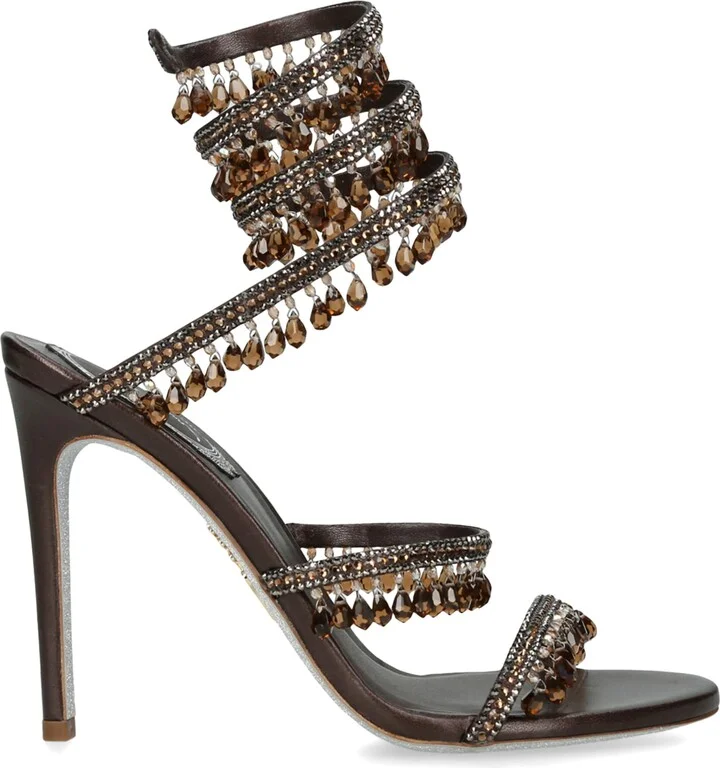 René Caovilla Satin Chandelier Heeled Sandals 105