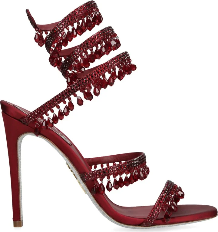 René Caovilla Satin Chandelier Heeled Sandals 105