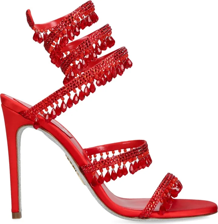 René Caovilla Satin Chandelier Heeled Sandals 105