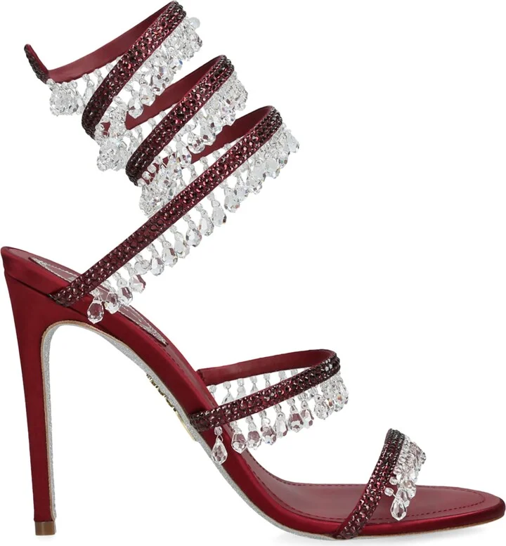 René Caovilla Satin Chandelier Heeled Sandals 105