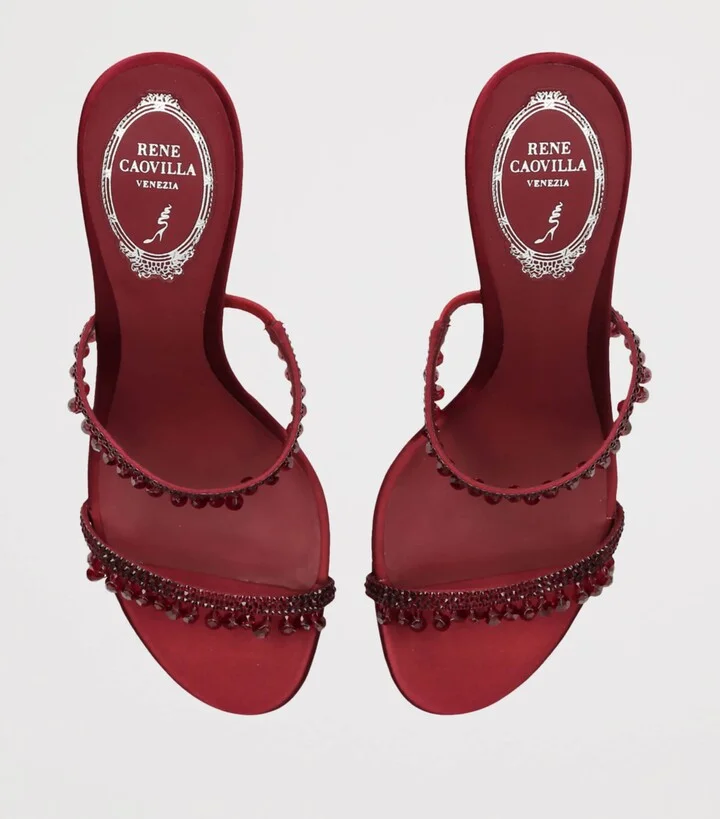 René Caovilla Satin Chandelier Mules 80 - Image 4
