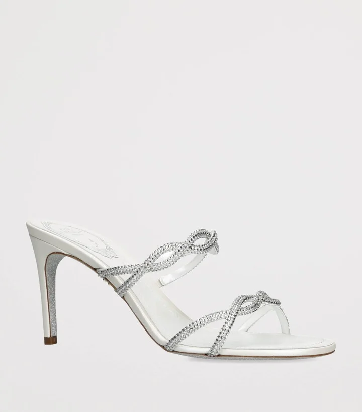 René Caovilla Satin Crystal-Embellished Braid Heeled Sandal 80 - Image 3