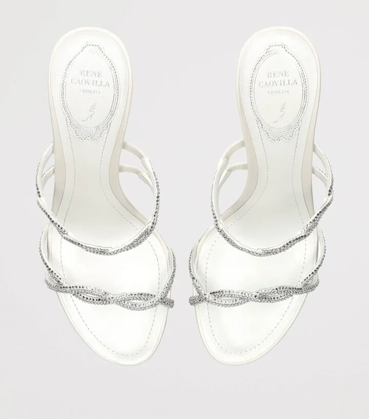 René Caovilla Satin Crystal-Embellished Braid Heeled Sandal 80 - Image 4