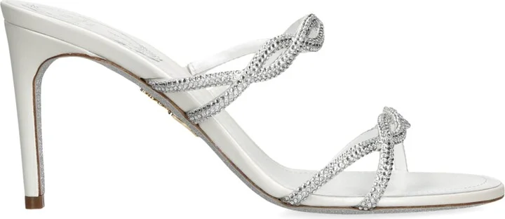 René Caovilla Satin Crystal-Embellished Braid Heeled Sandal 80