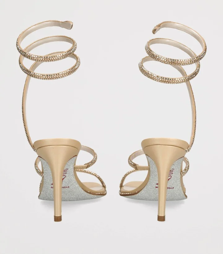 René Caovilla Satin Embellished Cleo Sandals 80 - Image 2