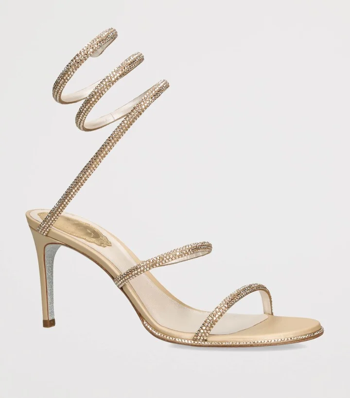 René Caovilla Satin Embellished Cleo Sandals 80 - Image 3
