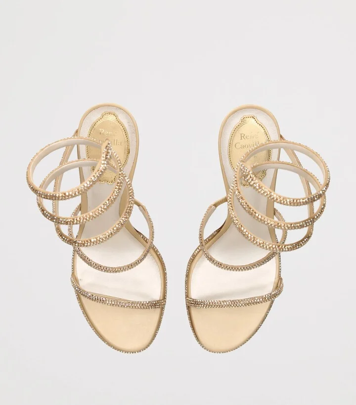 René Caovilla Satin Embellished Cleo Sandals 80 - Image 4