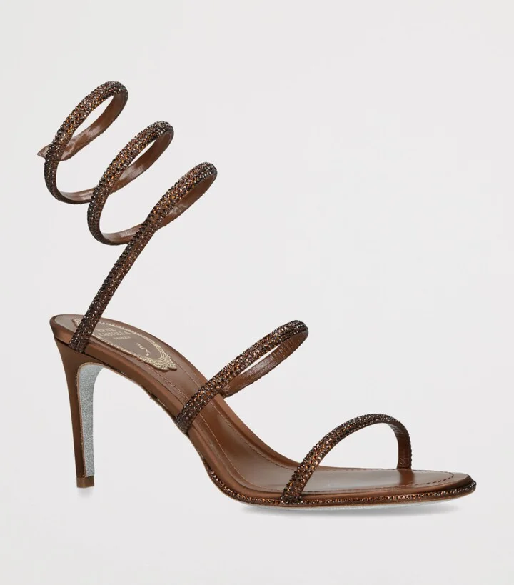 René Caovilla Satin Embellished Cleo Sandals 80 - Image 3