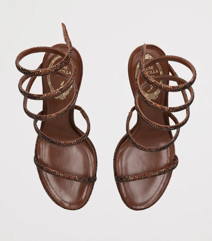 René Caovilla Satin Embellished Cleo Sandals 80 - Image 4