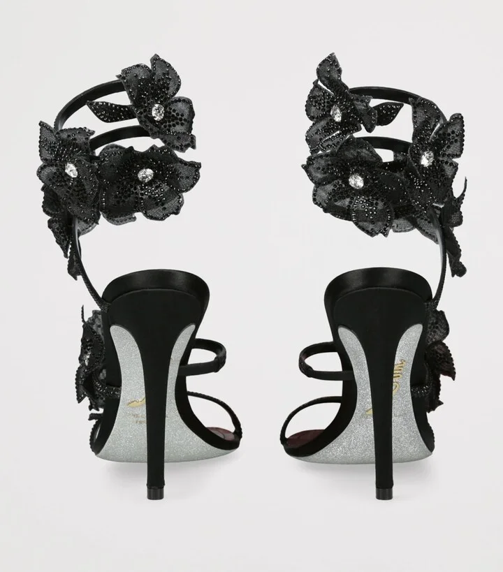 René Caovilla Satin Floral Cleo Sandals 105 - Image 2