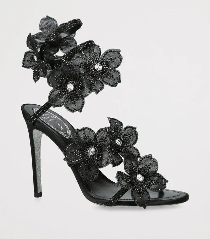 René Caovilla Satin Floral Cleo Sandals 105 - Image 3