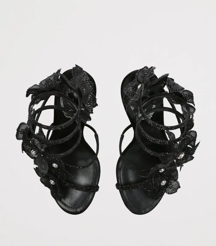 René Caovilla Satin Floral Cleo Sandals 105 - Image 4