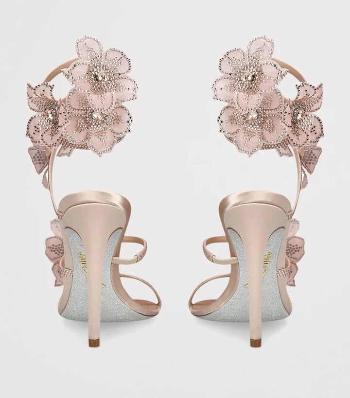 René Caovilla Satin Floral Cleo Sandals 105 - Image 2