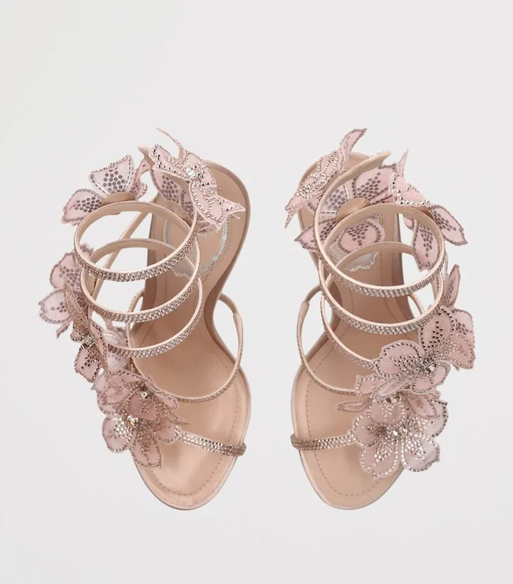 René Caovilla Satin Floral Cleo Sandals 105 - Image 4