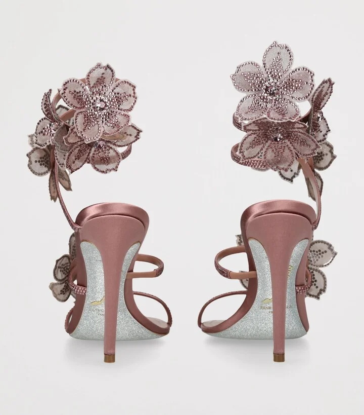 René Caovilla Satin Floral Cleo Sandals 105 - Image 2