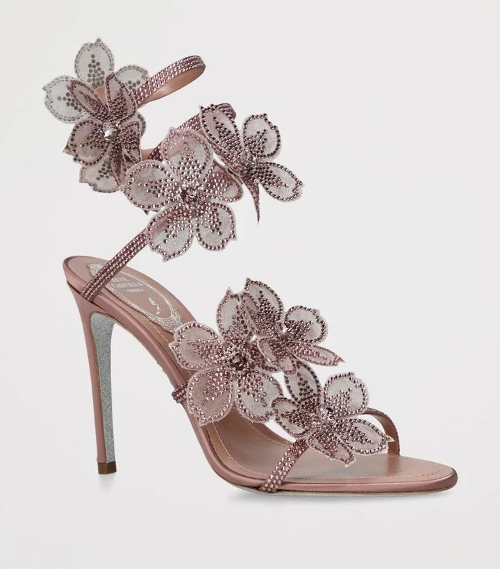 René Caovilla Satin Floral Cleo Sandals 105 - Image 3