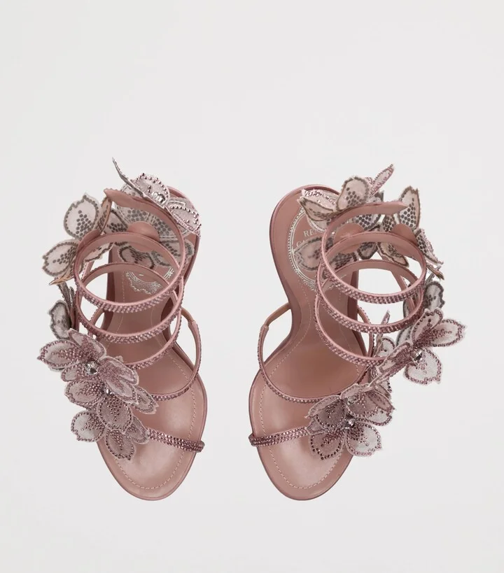 René Caovilla Satin Floral Cleo Sandals 105 - Image 4