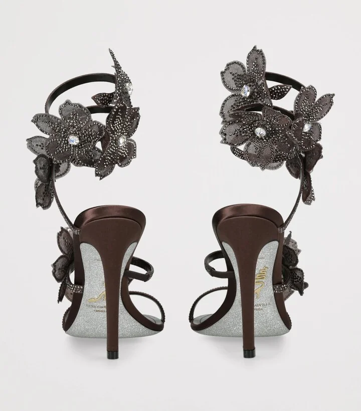 René Caovilla Satin Floral Cleo Sandals 105 - Image 2