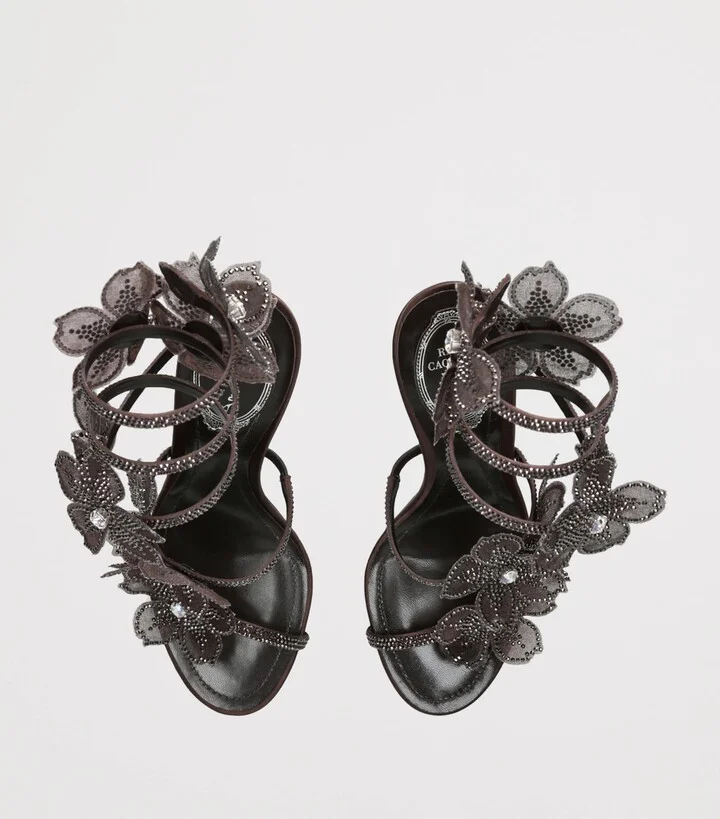 René Caovilla Satin Floral Cleo Sandals 105 - Image 4