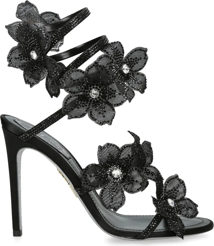 René Caovilla Satin Floral Cleo Sandals 105