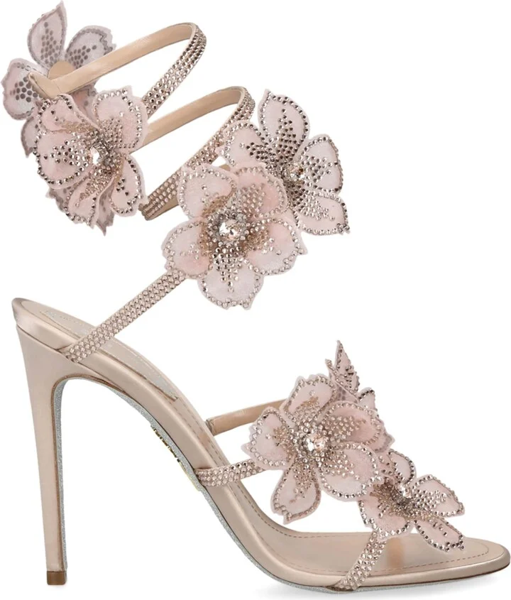 René Caovilla Satin Floral Cleo Sandals 105