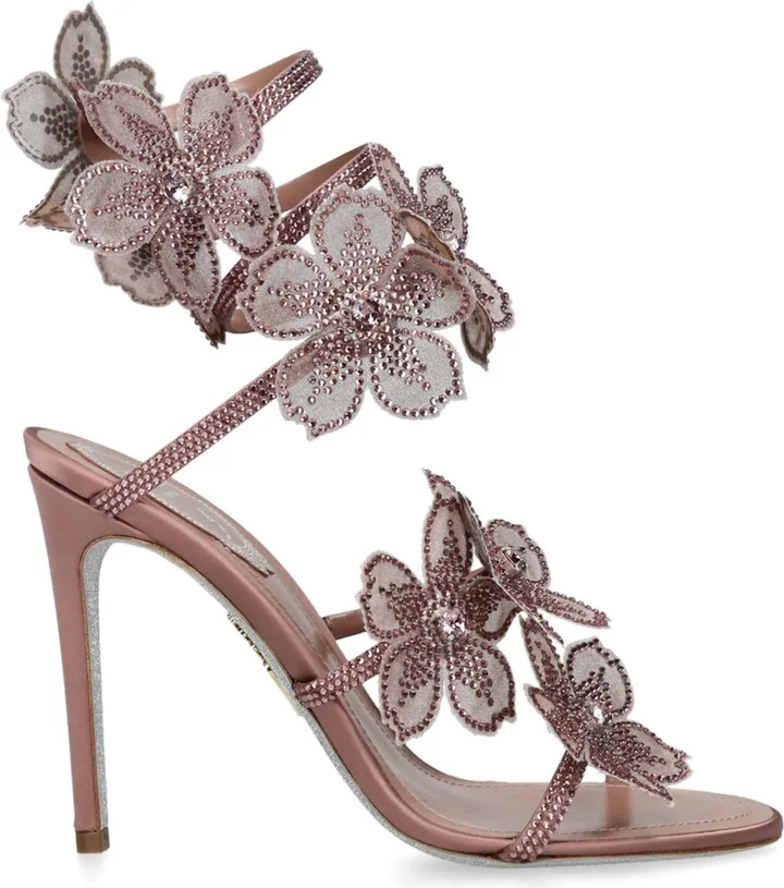 René Caovilla Satin Floral Cleo Sandals 105