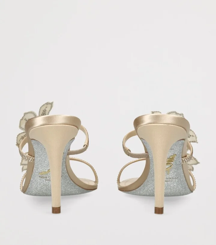 René Caovilla Satin Floral Heeled Sandals 80 - Image 2