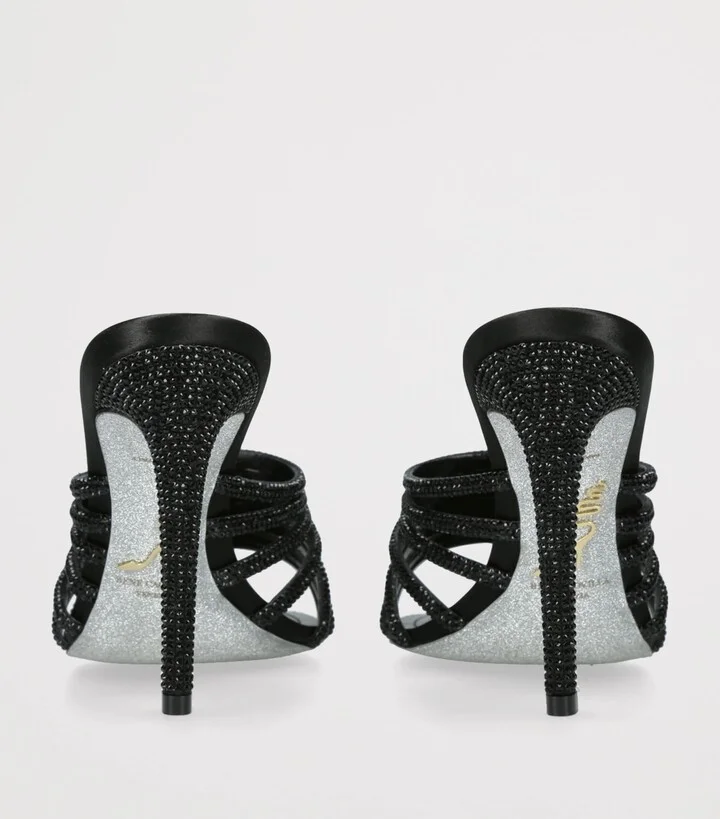 René Caovilla Satin Strappy Heeled Mules 105 - Image 2