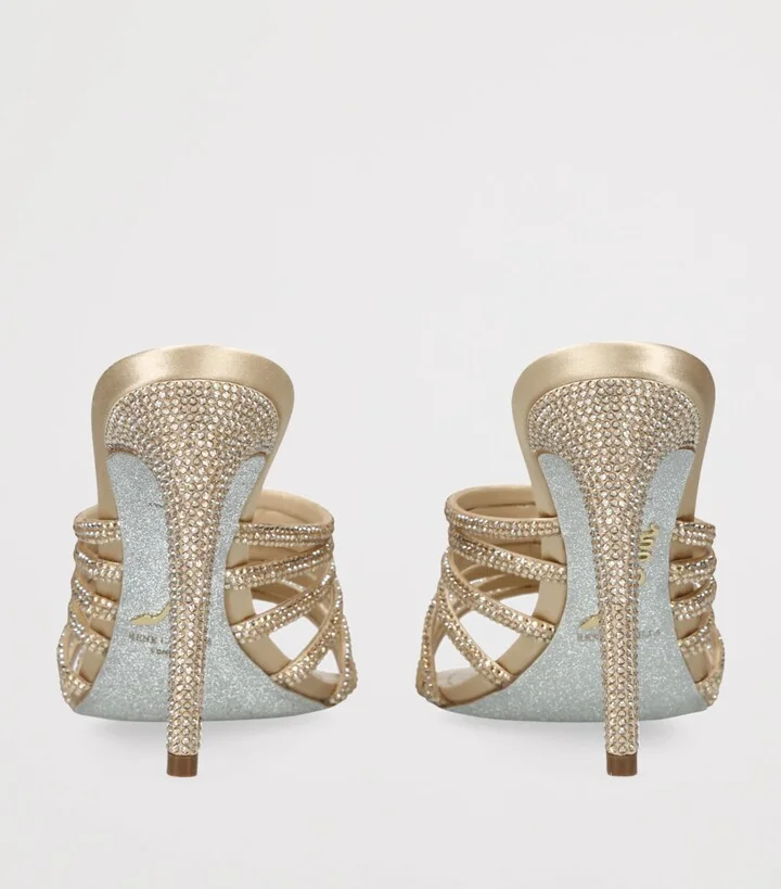 René Caovilla Satin Strappy Heeled Mules 105 - Image 2