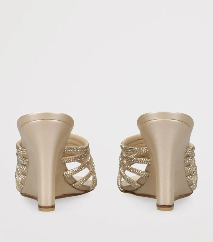 René Caovilla Satin Strappy Wedges 80 - Image 2