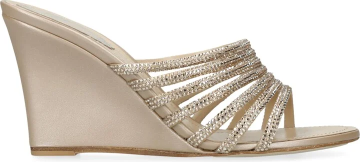 René Caovilla Satin Strappy Wedges 80