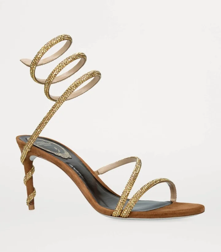 René Caovilla Suede Embellished Margot Sandals 80 - Image 3