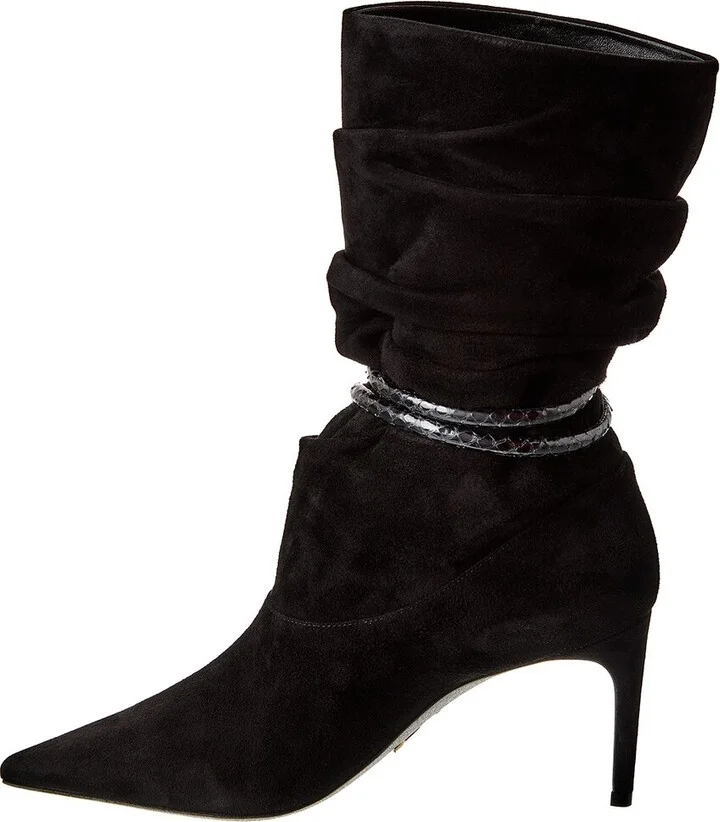 René Caovilla Suede & Snakeskin Boot - Image 2