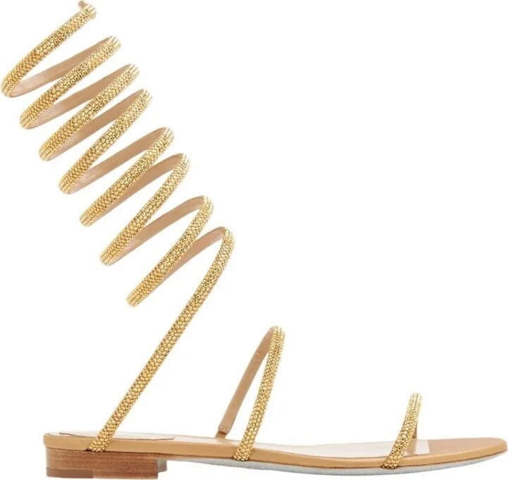 Rene Caovilla Supercleo Jeweled Crystal Flat Sandals